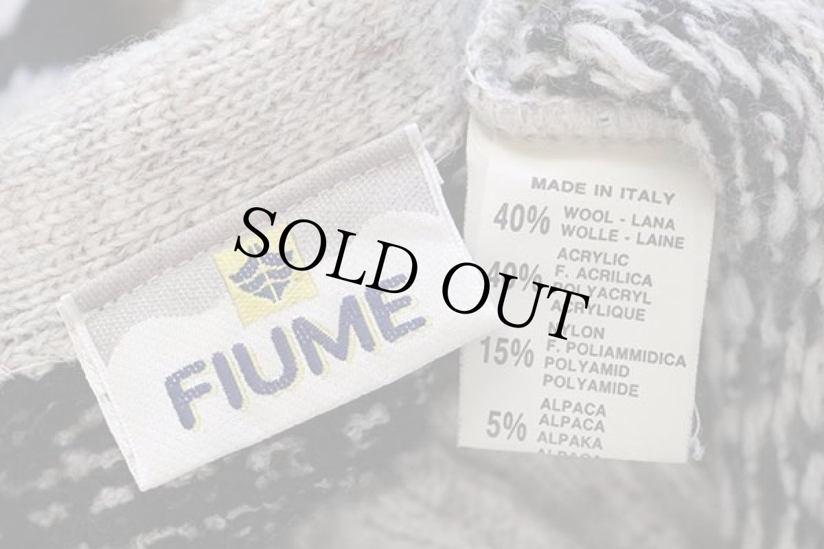 画像4: 90s イタリア製 FIUME 編み柄 デザイン ウール×アルパカ混 ニット カーディガン 48 (4)