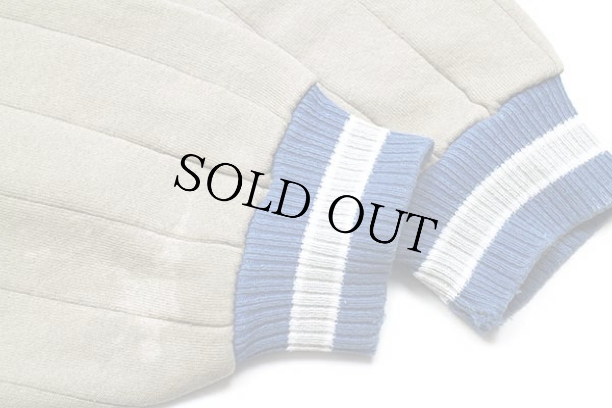 画像6: 90s USA製 AT&T ロゴ刺繍 リブライン 針抜き スウェット グレーベージュ L (6)