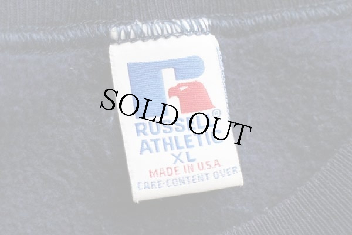 画像4: 90s USA製 RUSSELLラッセル 無地 前V スウェット 紺 XL★ブランク (4)