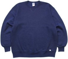 画像1: 90s USA製 RUSSELLラッセル 無地 前V スウェット 紺 XL★ブランク (1)