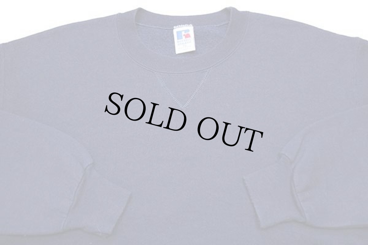 画像3: 90s USA製 RUSSELLラッセル 無地 前V スウェット 紺 XL★ブランク (3)