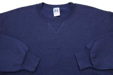 画像3: 90s USA製 RUSSELLラッセル 無地 前V スウェット 紺 XL★ブランク (3)