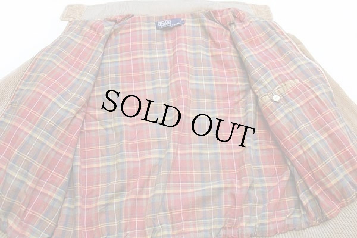 画像5: 90s ポロ ラルフローレン G9タイプ マドラスチェックライナー 太畝 コーデュロイ ハリントンジャケット 茶 L (5)