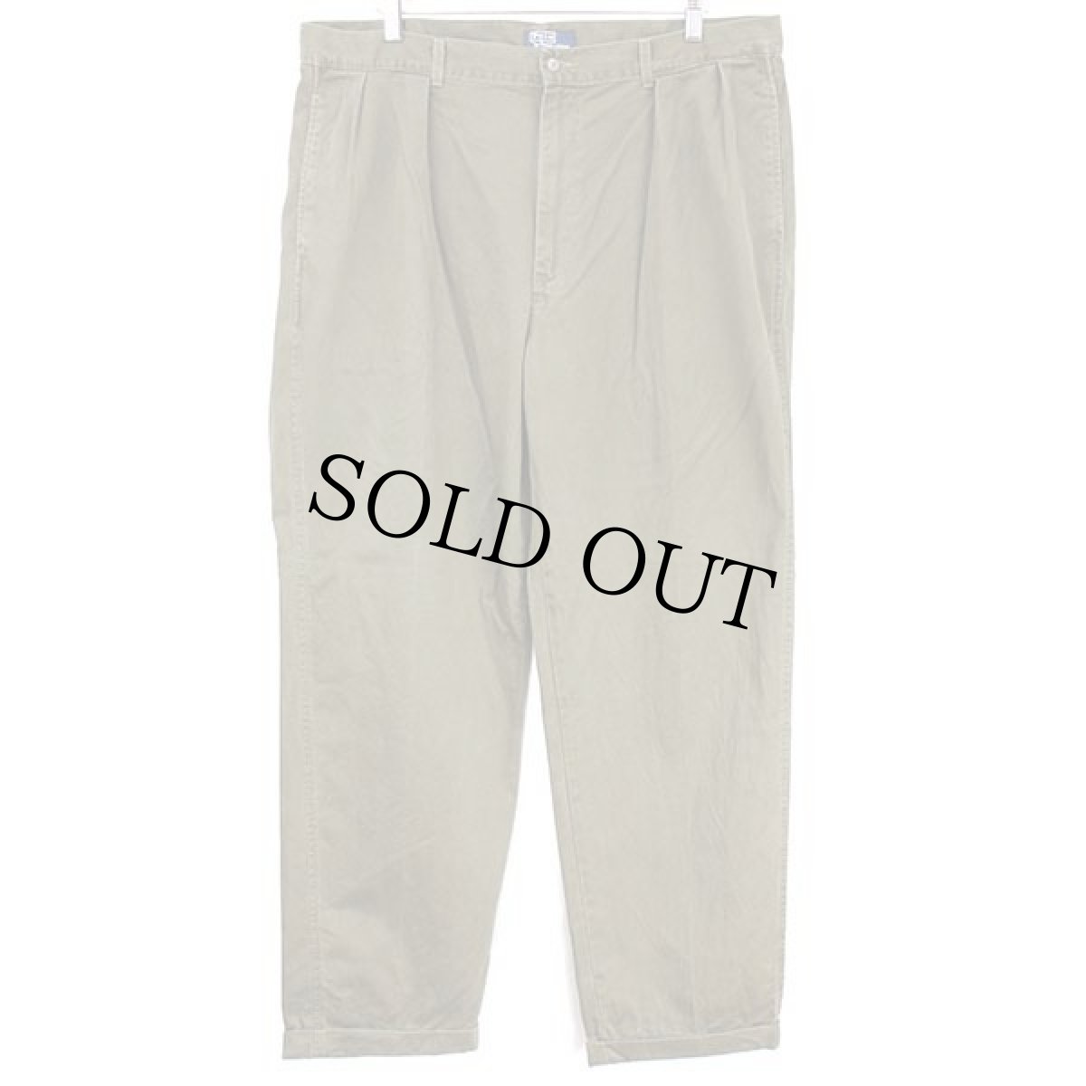 画像2: 90s USA製 ポロ ラルフローレン ツータック コットン チノパン オリーブ w40★113 (2)