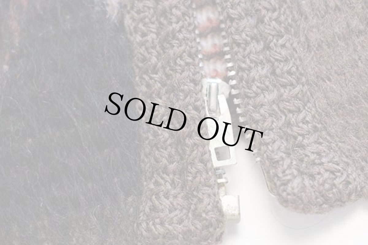 画像5: 60s Alps アーガイル柄 ジャガード ウールニット フルジップ セーター S (5)