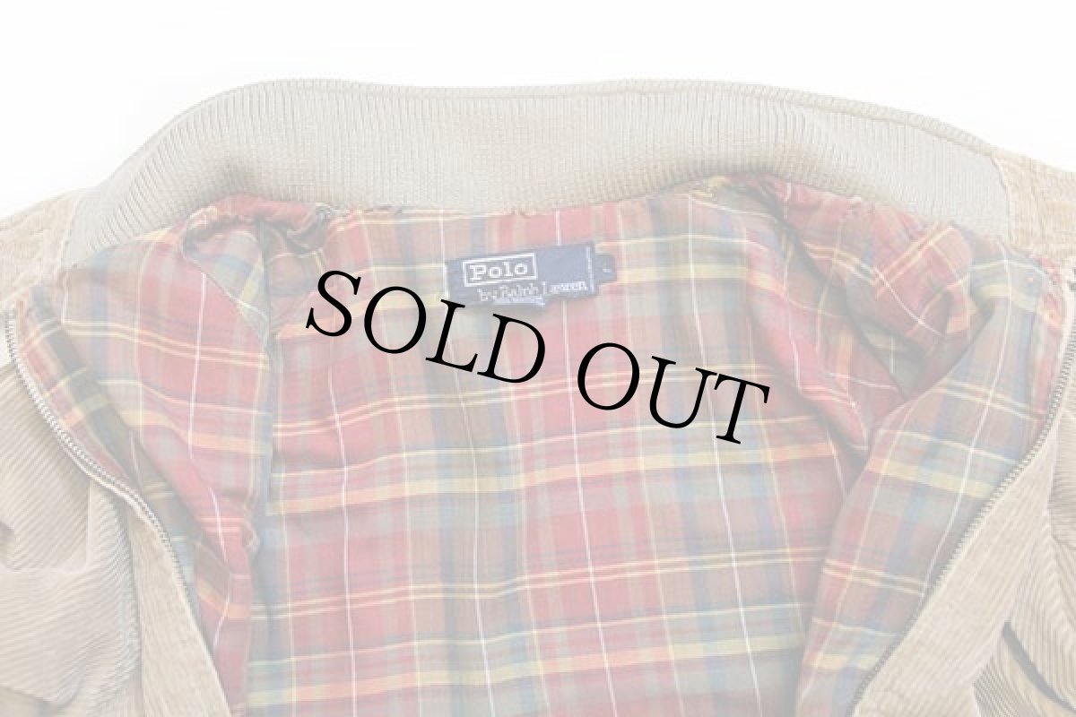 画像6: 90s ポロ ラルフローレン G9タイプ マドラスチェックライナー 太畝 コーデュロイ ハリントンジャケット 茶 L (6)