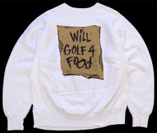 画像2: 90s USA製 Leeリー SPLIT TEE Will Golf 4 Food 両面プリント リバースウィーブ スウェット 白 L (2)