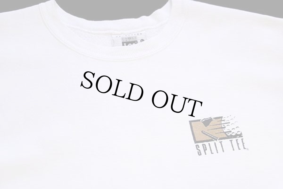 画像3: 90s USA製 Leeリー SPLIT TEE Will Golf 4 Food 両面プリント リバースウィーブ スウェット 白 L (3)