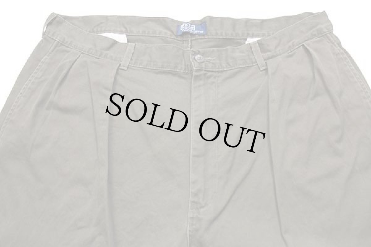 画像4: 90s USA製 ポロ ラルフローレン ツータック コットン チノパン オリーブ w40★113 (4)