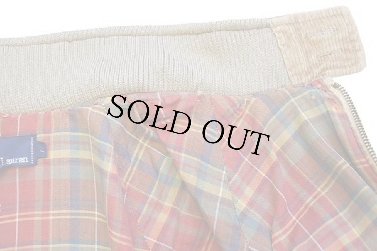 画像7: 90s ポロ ラルフローレン G9タイプ マドラスチェックライナー 太畝 コーデュロイ ハリントンジャケット 茶 L (7)