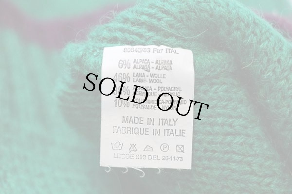 画像5: 80s イタリア製 Levi'sリーバイス ツートン 切り替え アルパカ×ウールニット セーター 緑×紫 L★ユーロ (5)