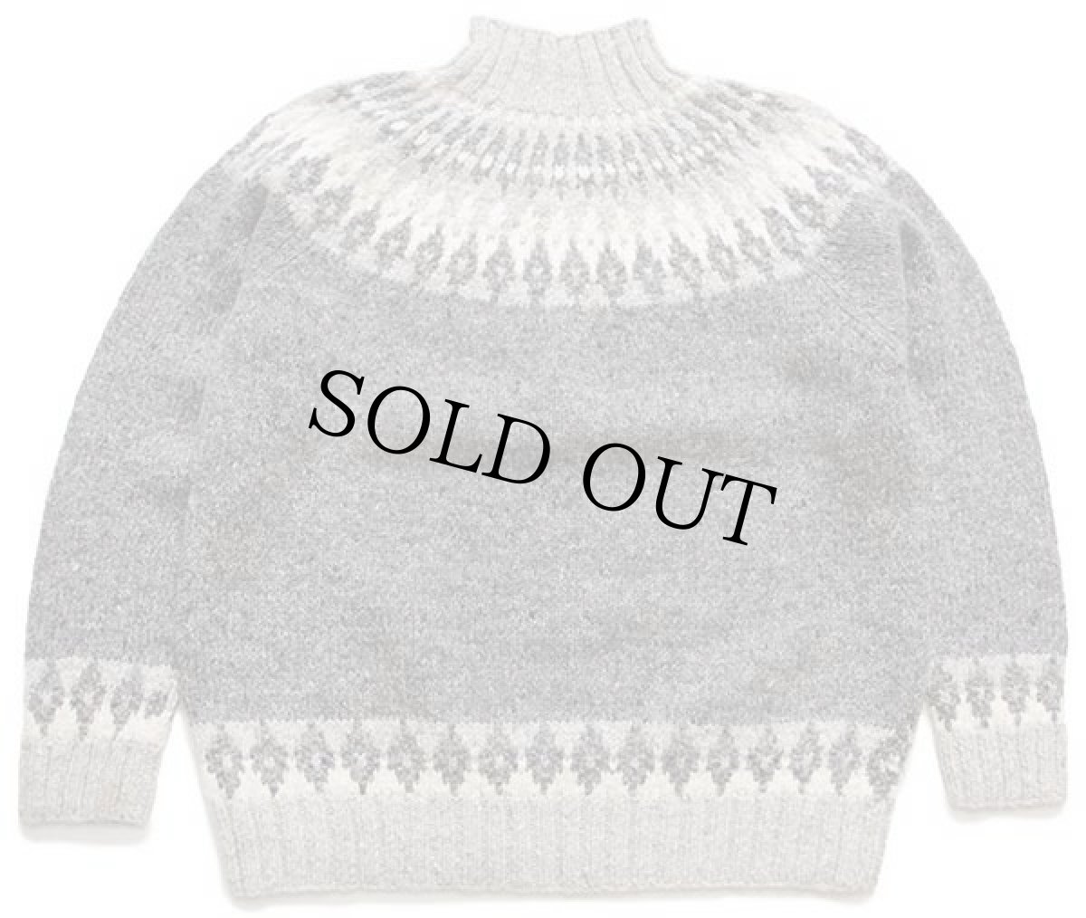 画像2: 00s LAUREN ラルフローレン 丸ヨーク ノルディック柄 ハイネック ウール×アルパカ ハンドニット セーター L (2)