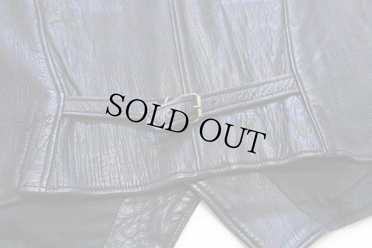 画像7: 90s イタリア製 Vera Pelle レザーベスト 黒 XXL★特大 (7)