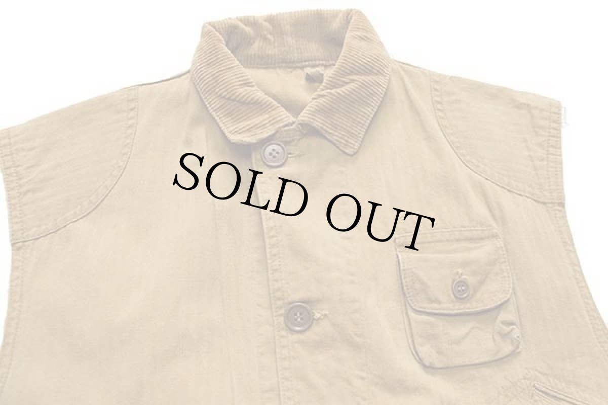 画像3: 50s UNKNOWN カットオフ ヘリンボーン ハンティングベスト 茶 (3)