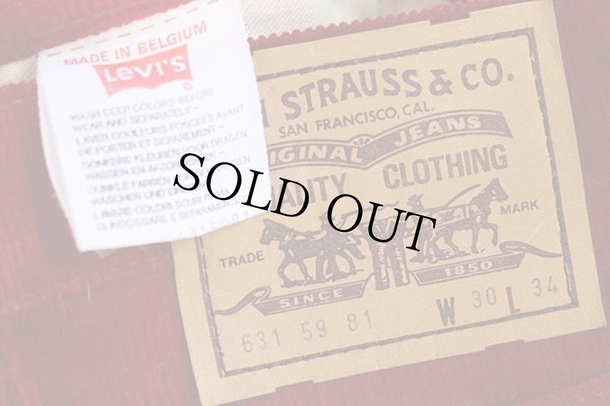 画像6: デッドストック★90s ベルギー製 Levi'sリーバイス 631 コーデュロイパンツ 赤 w30 L34★ユーロ (6)