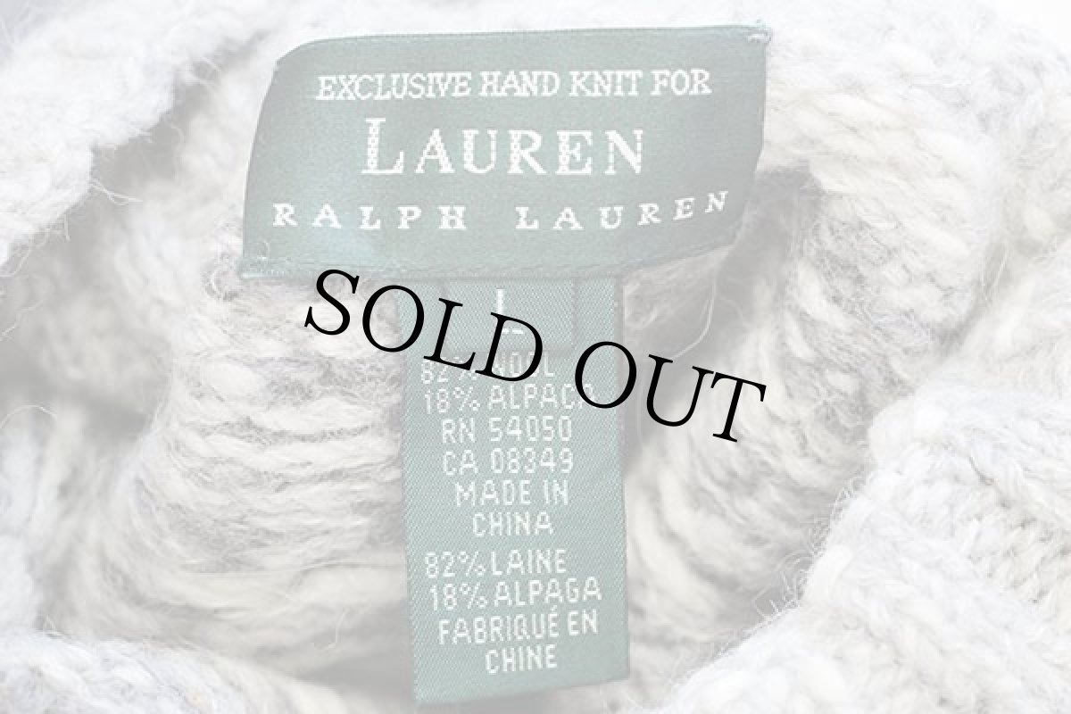 画像4: 00s LAUREN ラルフローレン 丸ヨーク ノルディック柄 ハイネック ウール×アルパカ ハンドニット セーター L (4)