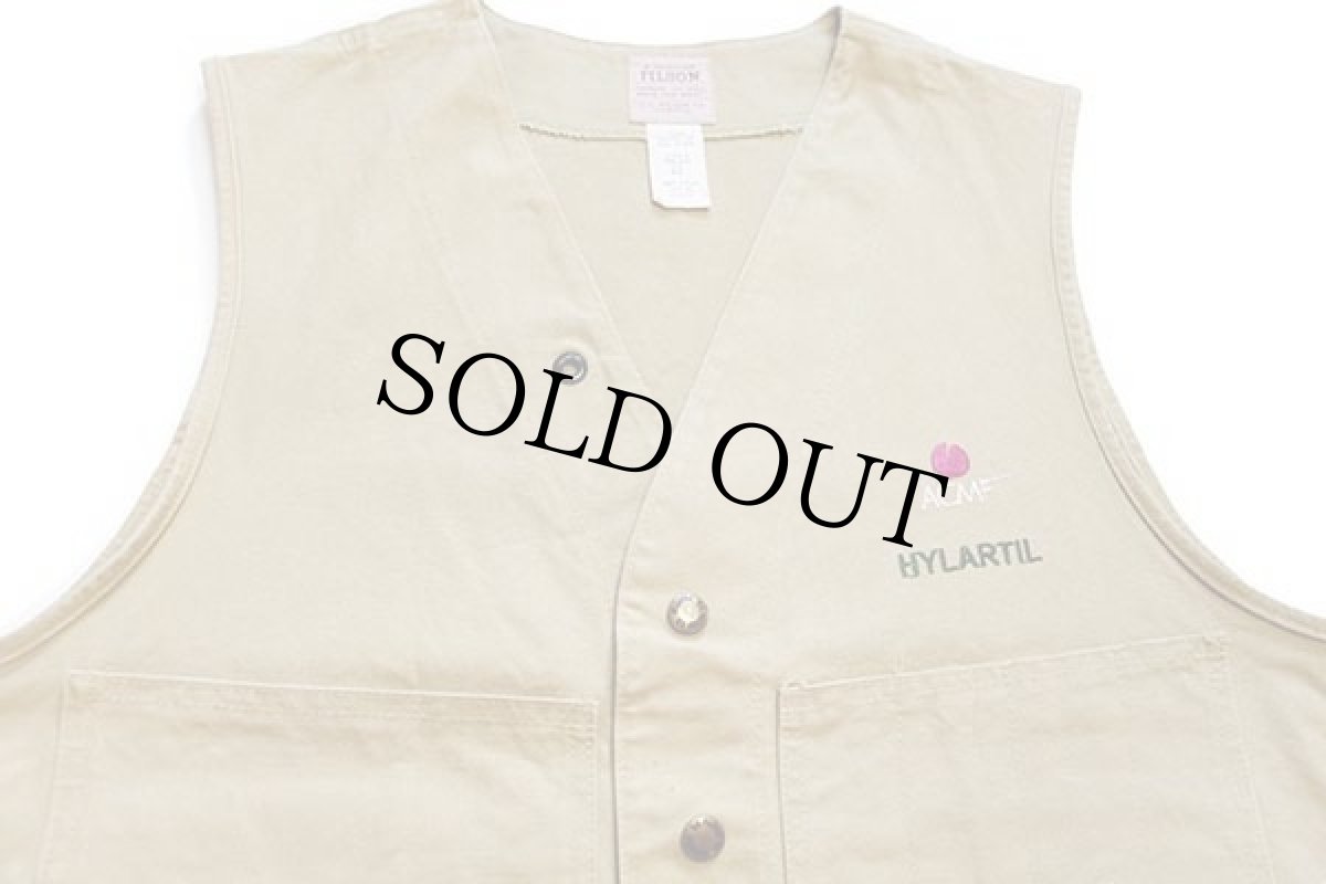 画像3: USA製 FILSONフィルソン 刺繍 キャンバス ワークベスト カーキ 42 (3)