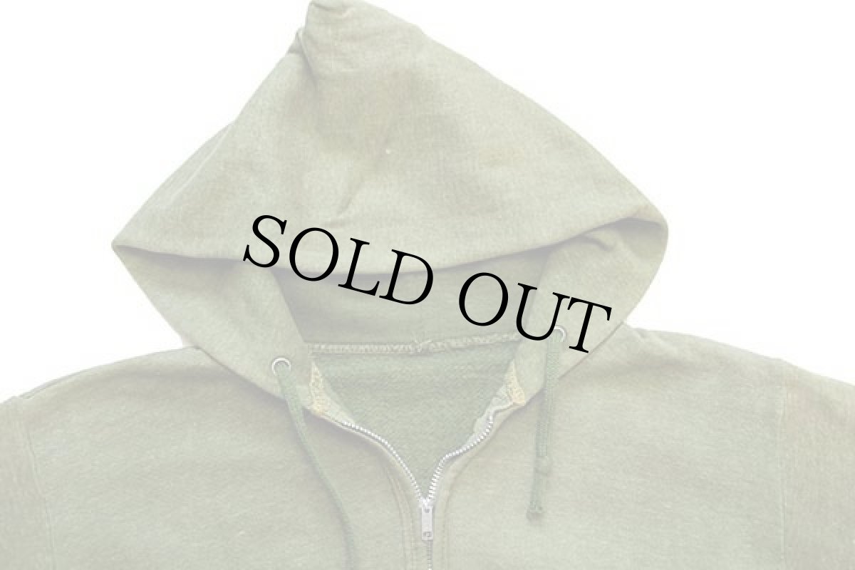 画像3: 70s UNKNOWN 無地 スウェット ジップパーカー 杢グリーン フェード (3)