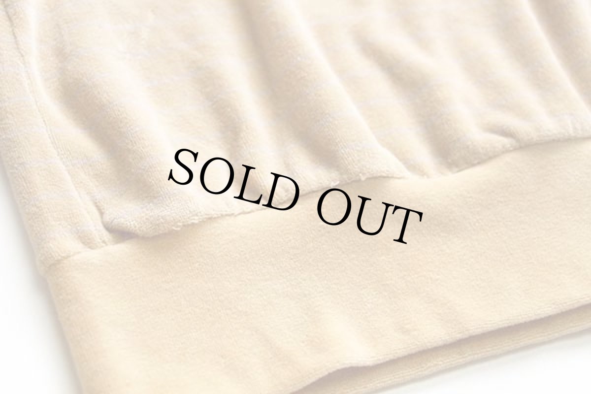 画像5: 80s Silver Unicorn ボーダー ベロア ポロシャツ 薄茶 XL (5)