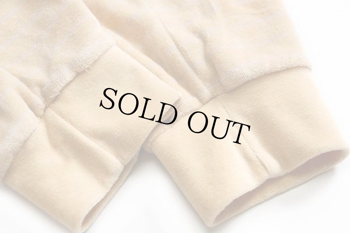 画像6: 80s Silver Unicorn ボーダー ベロア ポロシャツ 薄茶 XL (6)