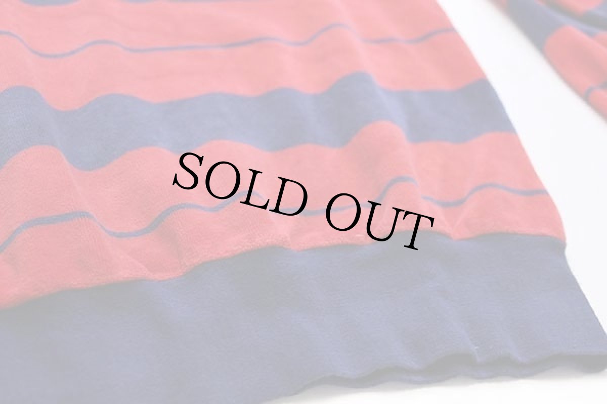 画像6: 80s 西ドイツ製 trigema マルチボーダー ベロア スウェット 赤×紺 (6)