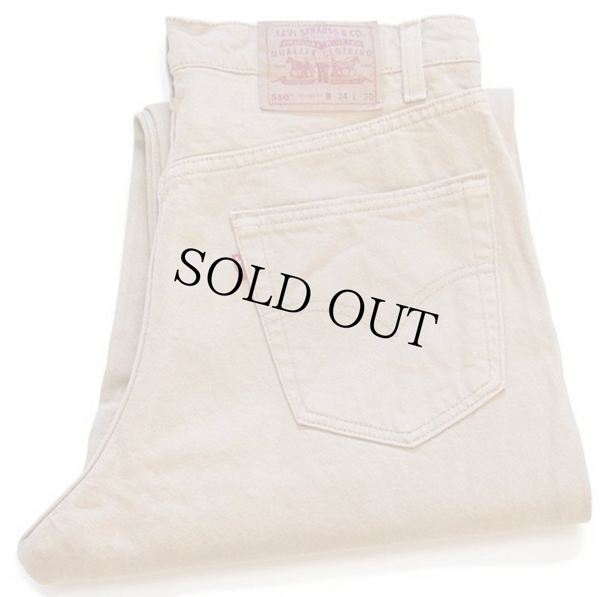 画像1: 90s USA製 Levi'sリーバイス 550 後染め カラーデニムパンツ カーキ W34 (1)