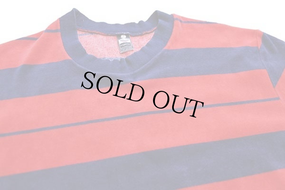 画像3: 80s 西ドイツ製 trigema マルチボーダー ベロア スウェット 赤×紺 (3)