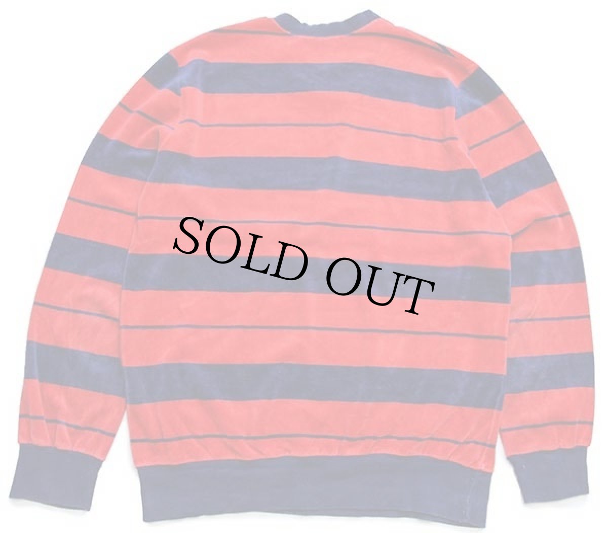 画像2: 80s 西ドイツ製 trigema マルチボーダー ベロア スウェット 赤×紺 (2)