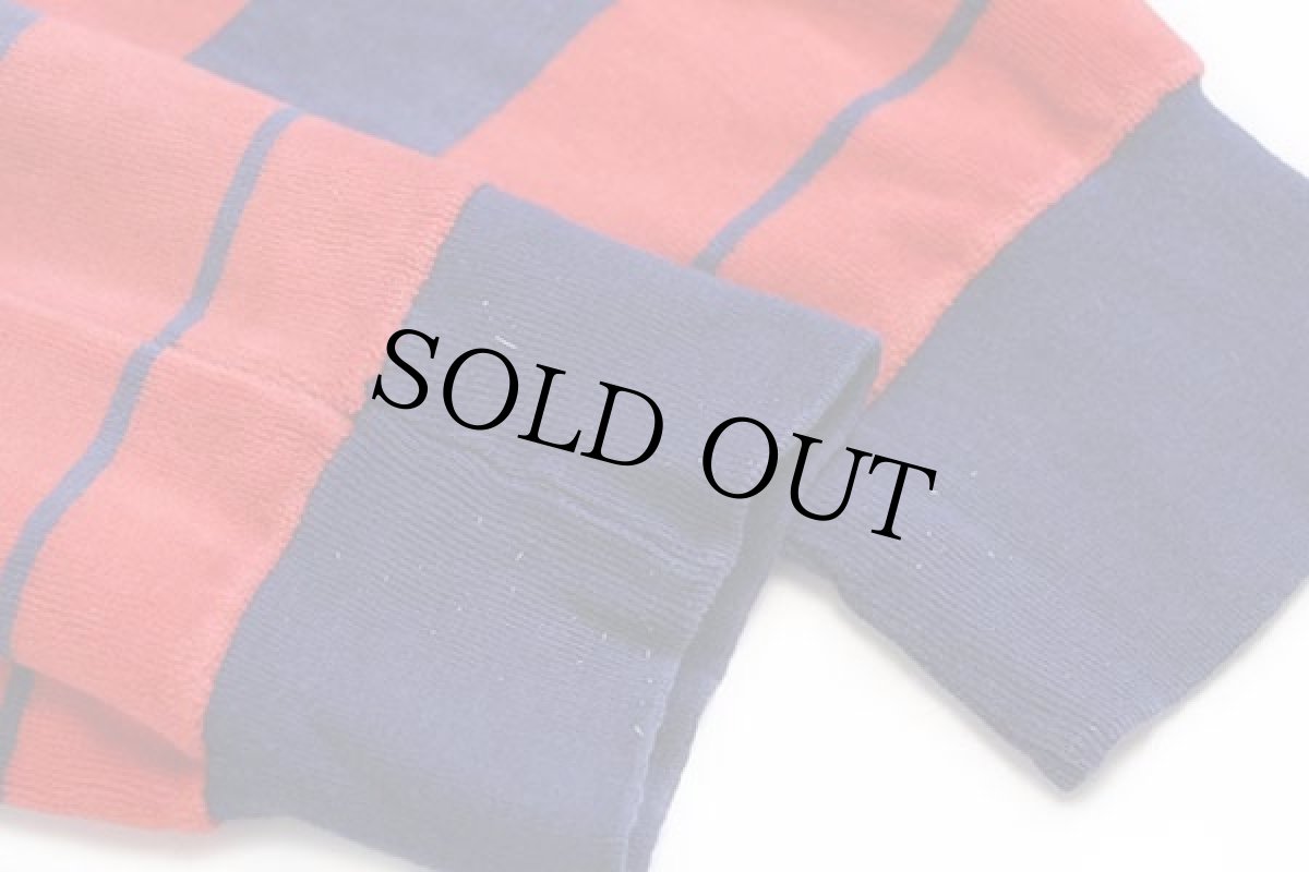 画像7: 80s 西ドイツ製 trigema マルチボーダー ベロア スウェット 赤×紺 (7)