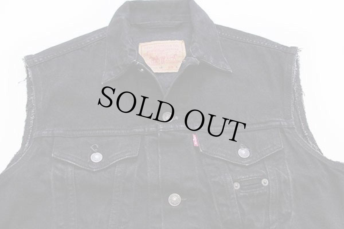 画像3: 80s Levi'sリーバイス 71163 ショート丈 カットオフ ブラック デニムベスト S★ユーロ (3)