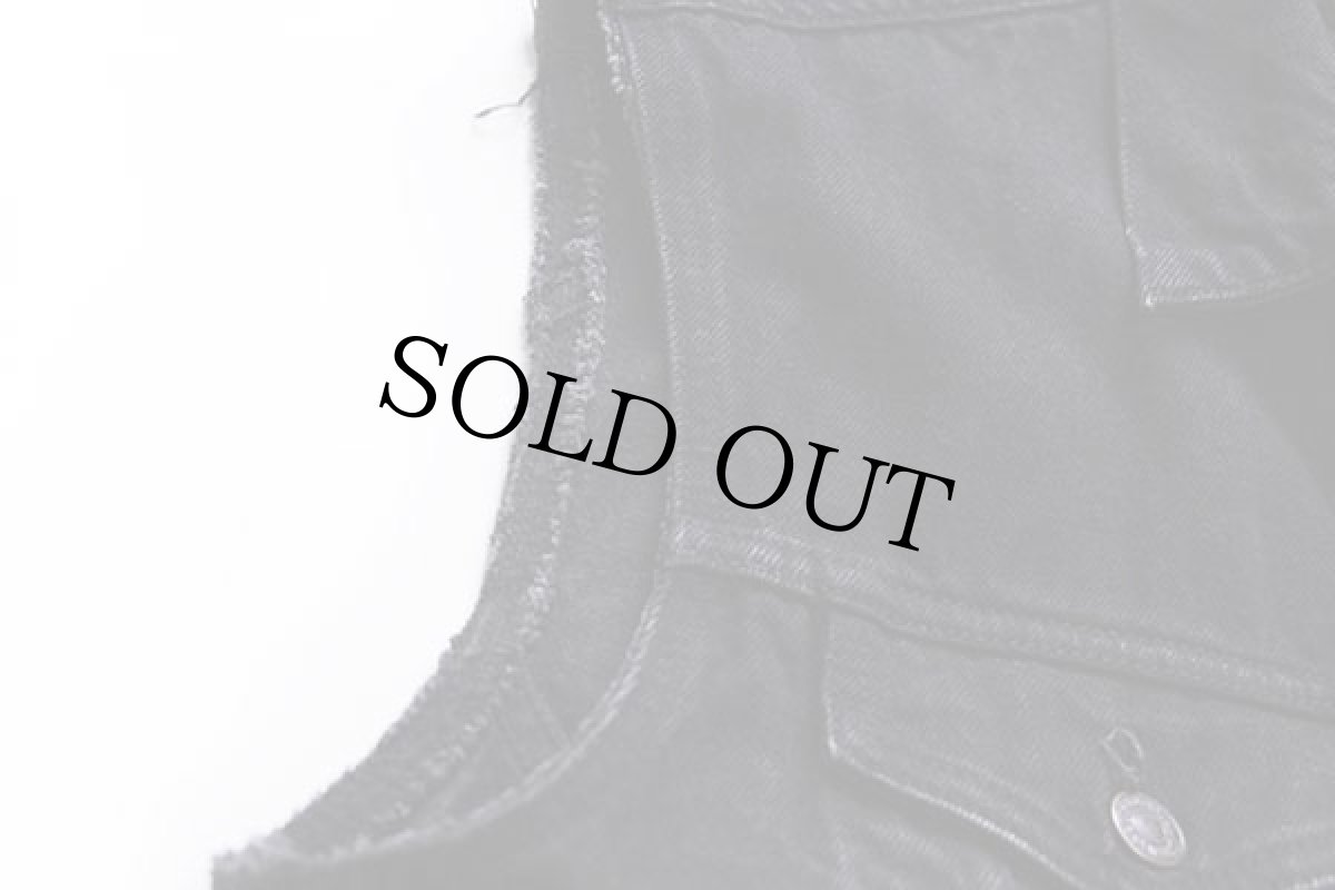 画像6: 80s Levi'sリーバイス 71163 ショート丈 カットオフ ブラック デニムベスト S★ユーロ (6)