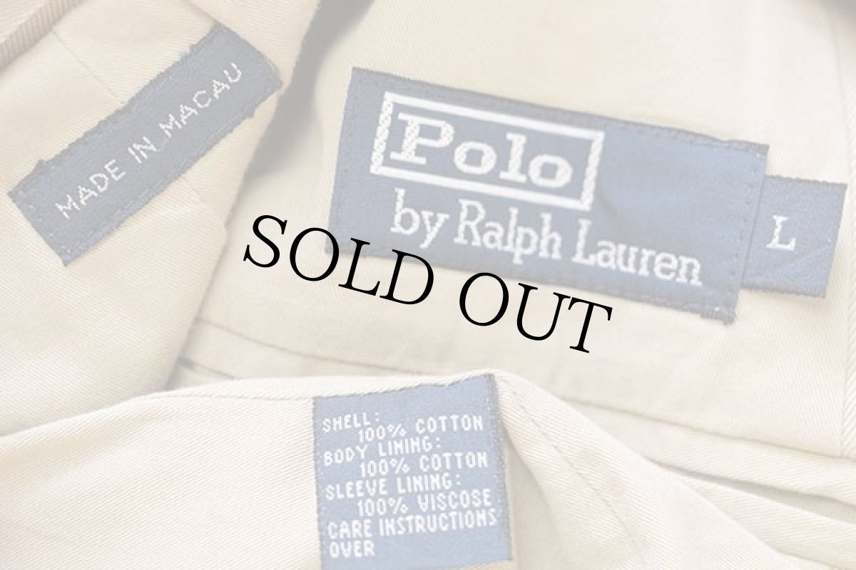 画像4: 00s ポロ ラルフローレン 3つボタン コットンツイル テーラードジャケット カーキ L★ブレザー  (4)