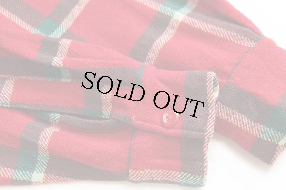 画像6: 40s Drayton チェック ウール オープンカラーシャツ M (6)