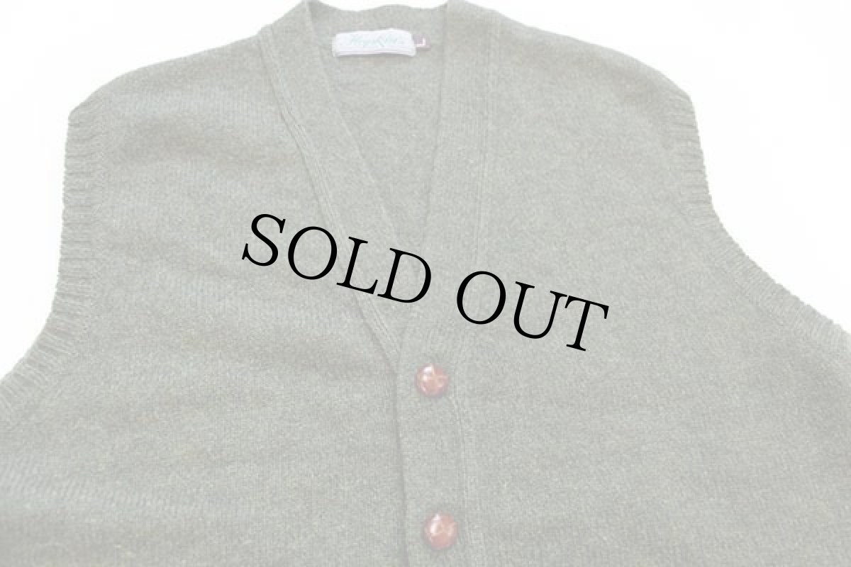 画像3: アイルランド製 Hopkin's パチポケ ウールニット ベスト カーディガン オリーブ ミックス L (3)