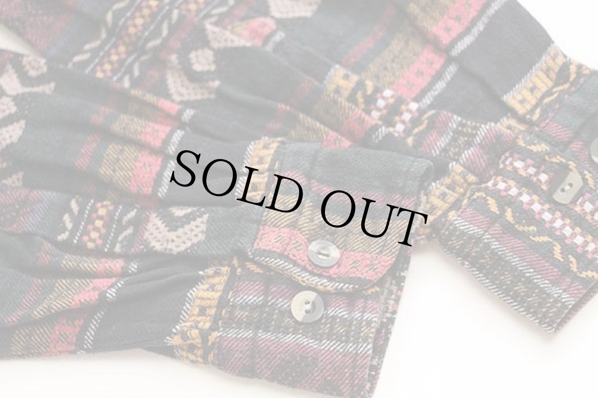 画像6: 90s DEFINITIV フォークロア ラグ柄 コットン フランネルシャツ L (6)