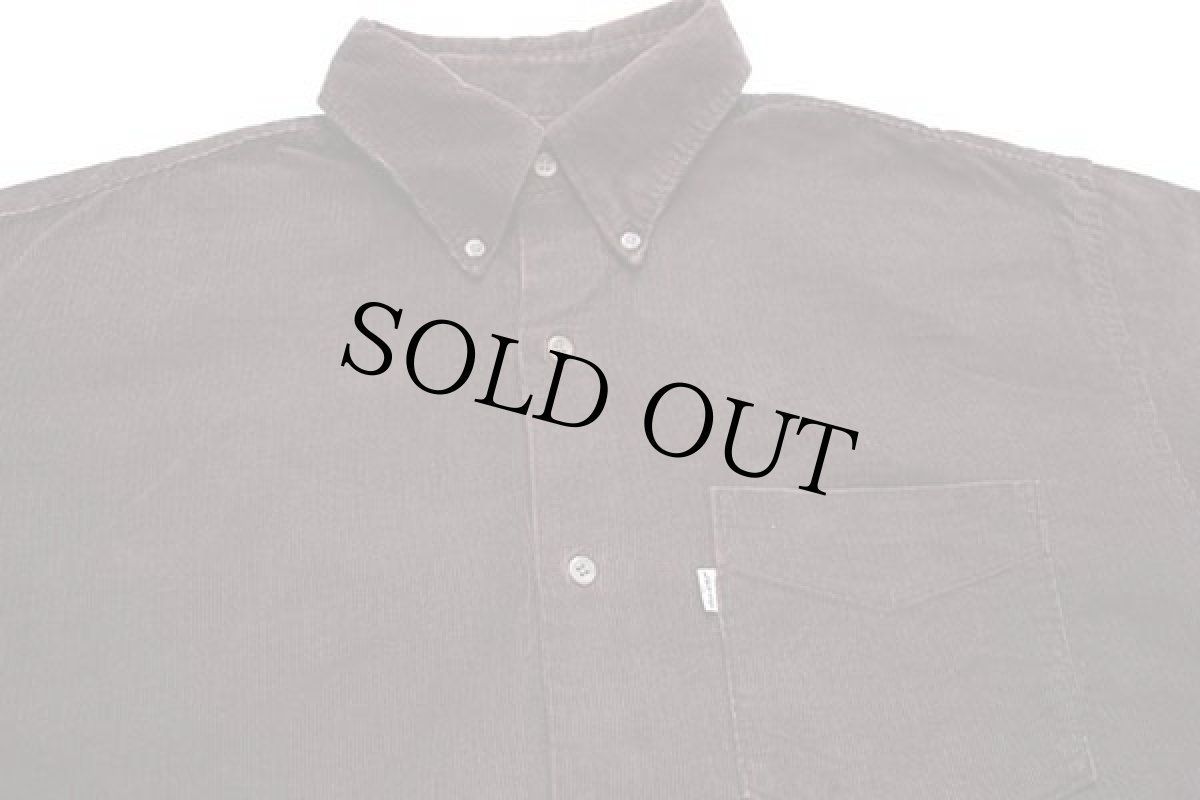 画像3: 90s Levi'sリーバイス 無地 ボタンダウン コットン コーデュロイシャツ 焦げ茶 XL★ユーロ (3)