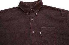 画像3: 90s Levi'sリーバイス 無地 ボタンダウン コットン コーデュロイシャツ 焦げ茶 XL★ユーロ (3)