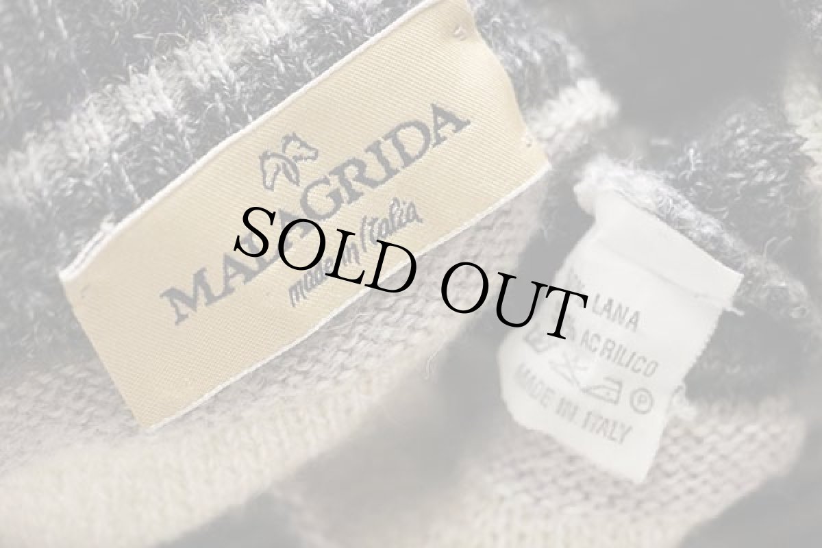 画像4: 90s イタリア製 MALAGRIDA 編み柄 デザイン ウール×アクリルニット カーディガン (4)