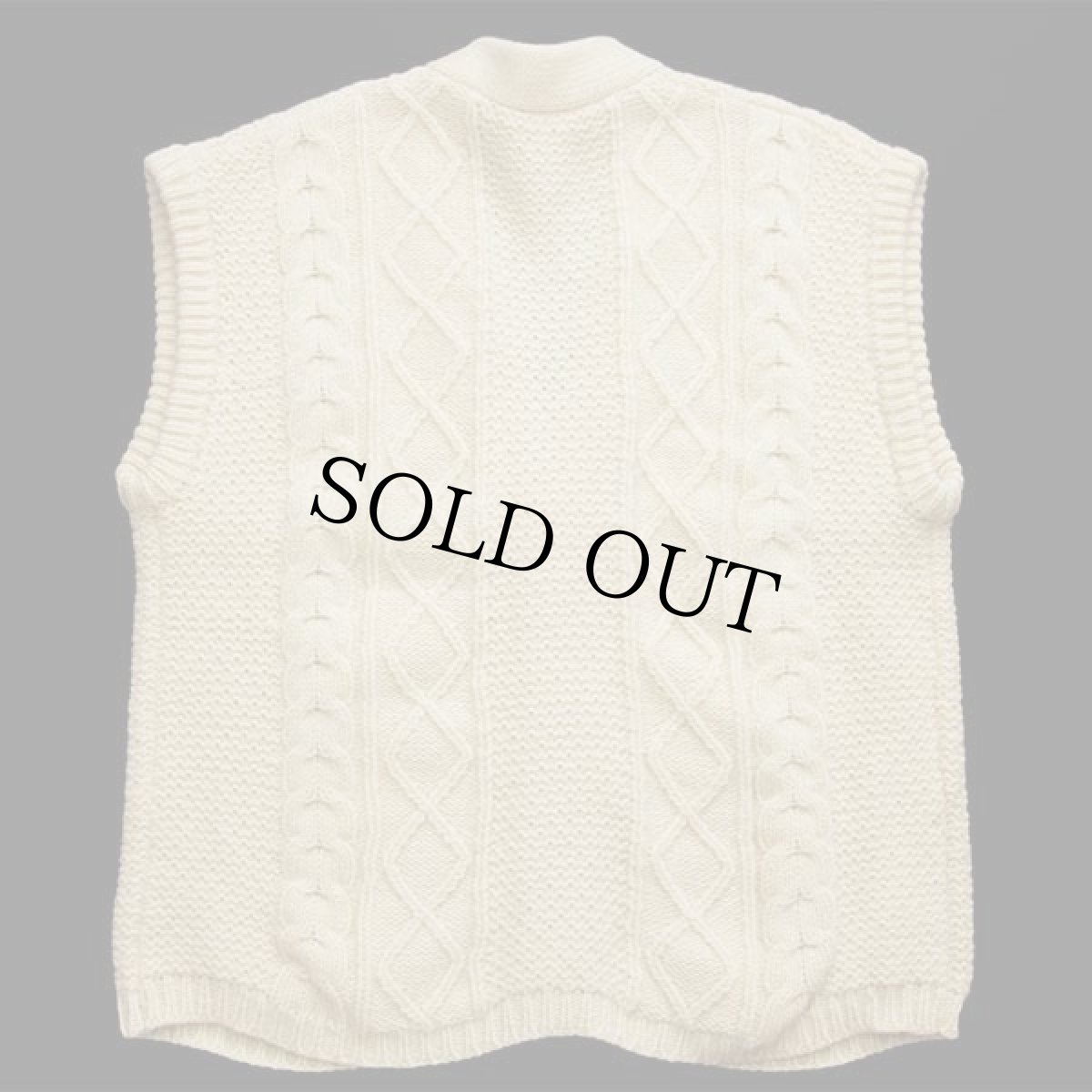 画像2: Drei Zinnen ケーブル編み ウールニット ベスト カーディガン ナチュラル 56★フィッシャーマン (2)