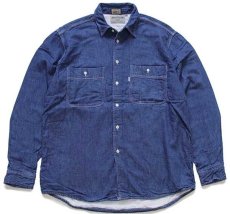 画像1: 80s イタリア製 Levi'sリーバイス ダンガリー ワークシャツ XL★ユーロ (1)