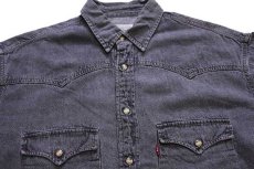 画像3: 80s ポルトガル製 Levi'sリーバイス 先染め ブラック デニム ウエスタンシャツ XL★ユーロ (3)