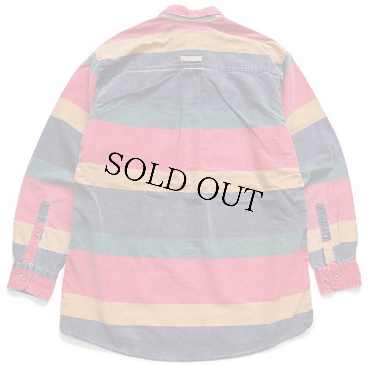 画像2: 90s JoS.A.BANK マルチカラー 太ボーダー 三点留め ボタンダウン コットンシャツ L (2)