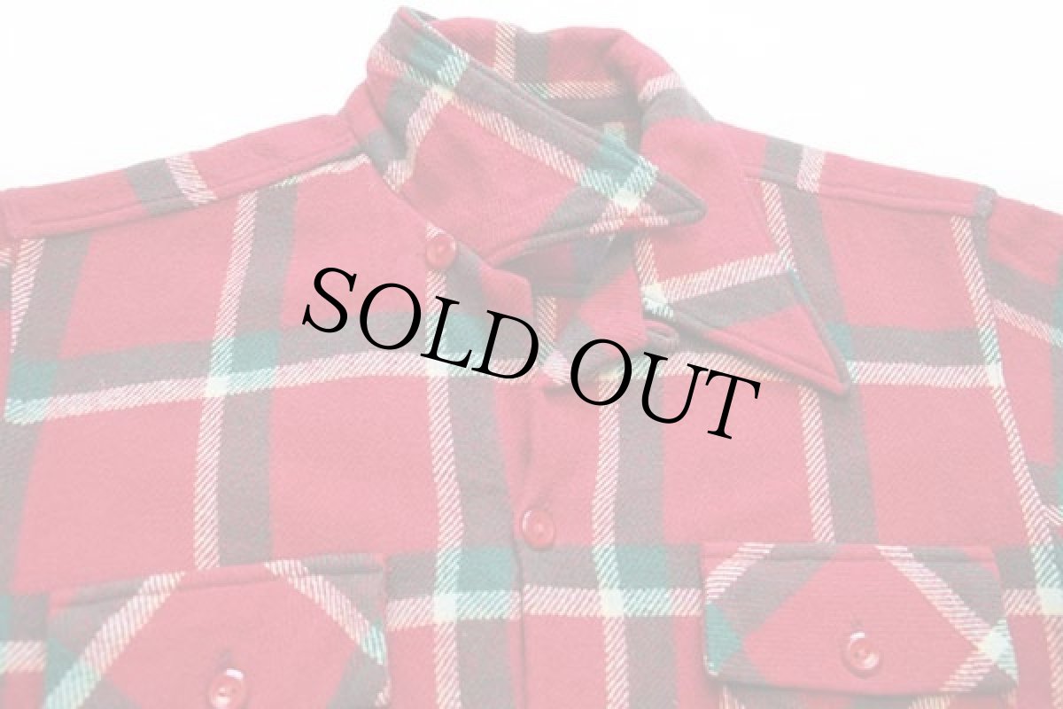 画像3: 40s Drayton チェック ウール オープンカラーシャツ M (3)