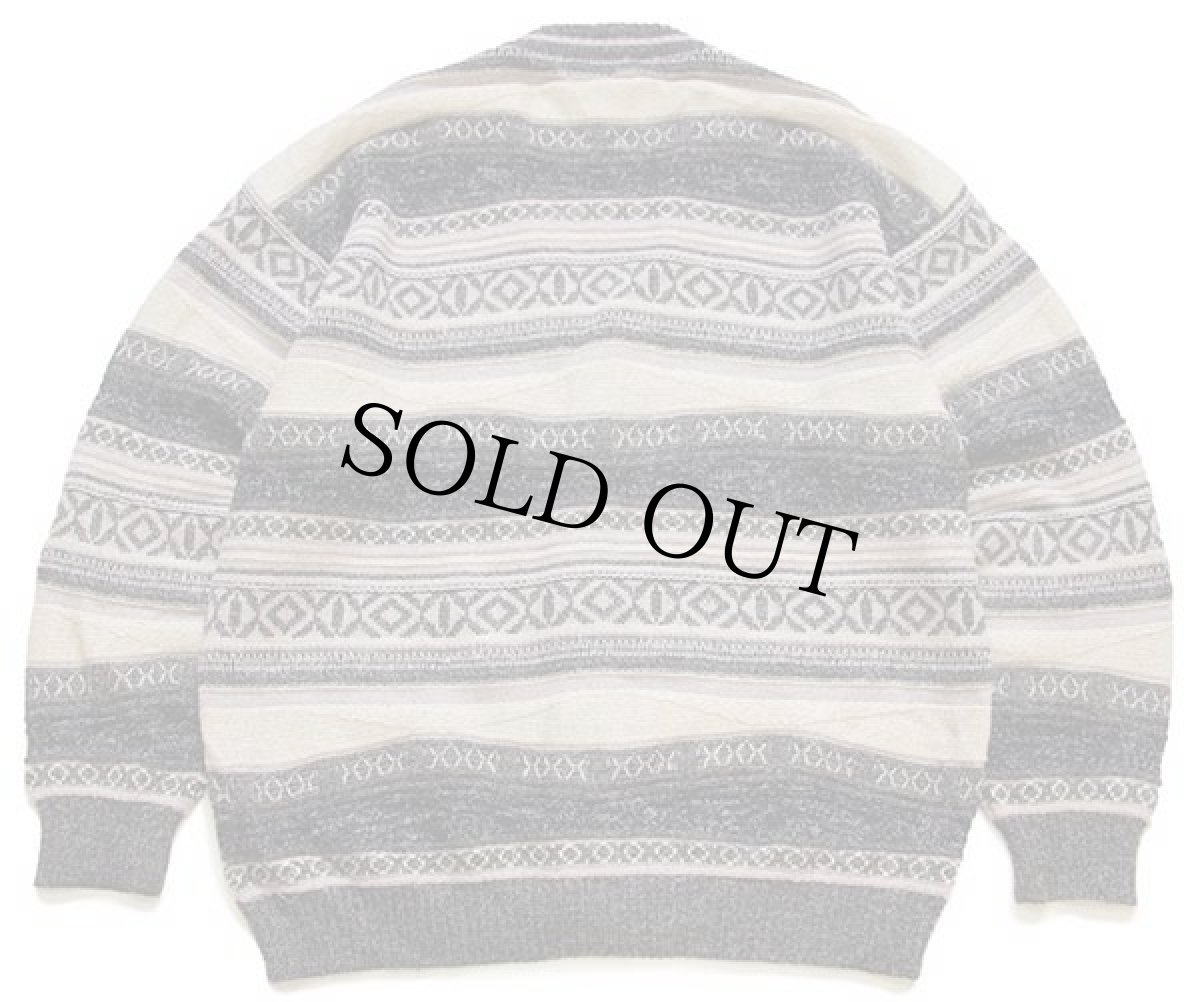 画像2: 90s イタリア製 MALAGRIDA 編み柄 デザイン ウール×アクリルニット カーディガン (2)