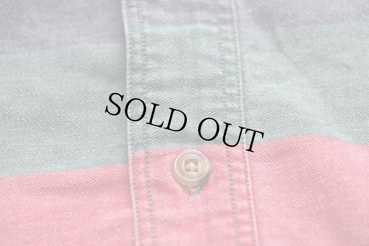 画像5: 90s JoS.A.BANK マルチカラー 太ボーダー 三点留め ボタンダウン コットンシャツ L (5)