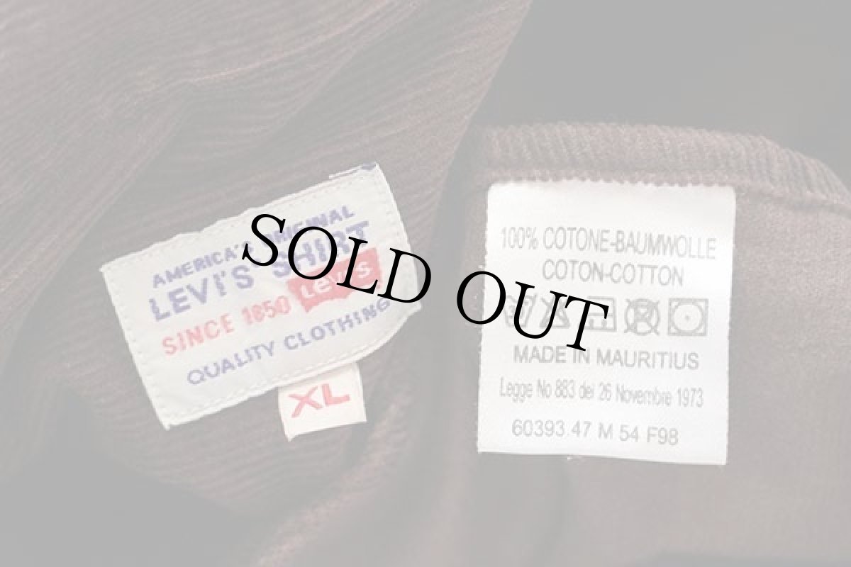 画像4: 90s Levi'sリーバイス 無地 ボタンダウン コットン コーデュロイシャツ 焦げ茶 XL★ユーロ (4)
