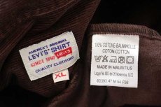 画像4: 90s Levi'sリーバイス 無地 ボタンダウン コットン コーデュロイシャツ 焦げ茶 XL★ユーロ (4)