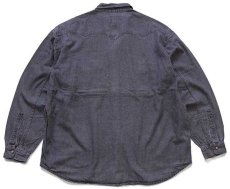 画像2: 80s ポルトガル製 Levi'sリーバイス 先染め ブラック デニム ウエスタンシャツ XL★ユーロ (2)