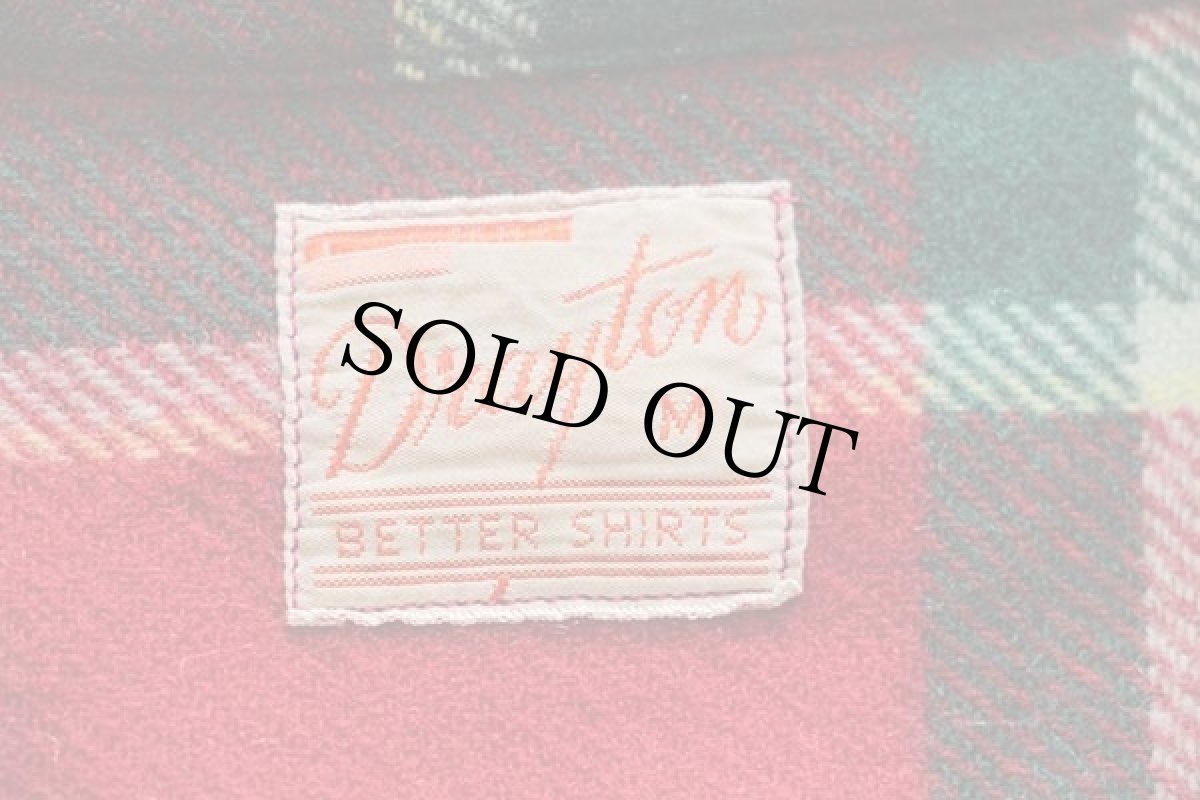 画像4: 40s Drayton チェック ウール オープンカラーシャツ M (4)