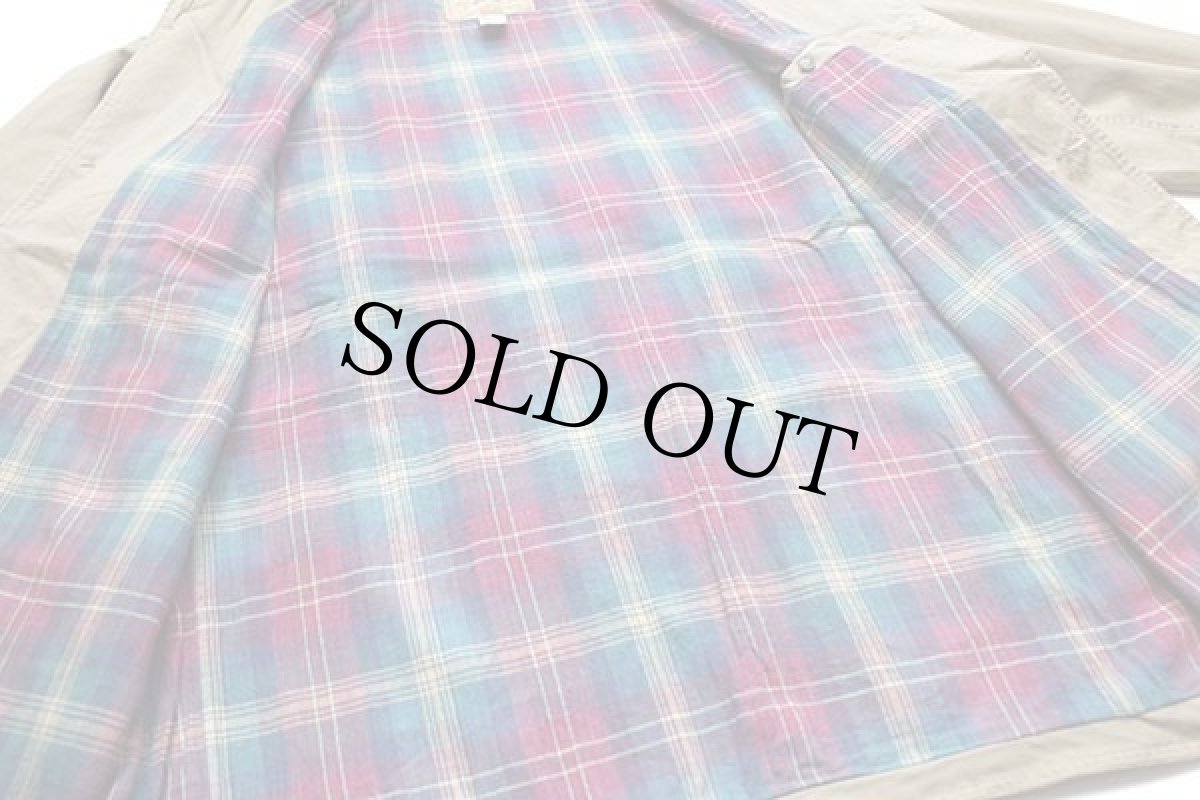 画像5: 00s AMERICAN EAGLEアメリカンイーグル タータンチェックライナー コットン キャンバス フィールドコート グレーブラウン L★ジャケット (5)